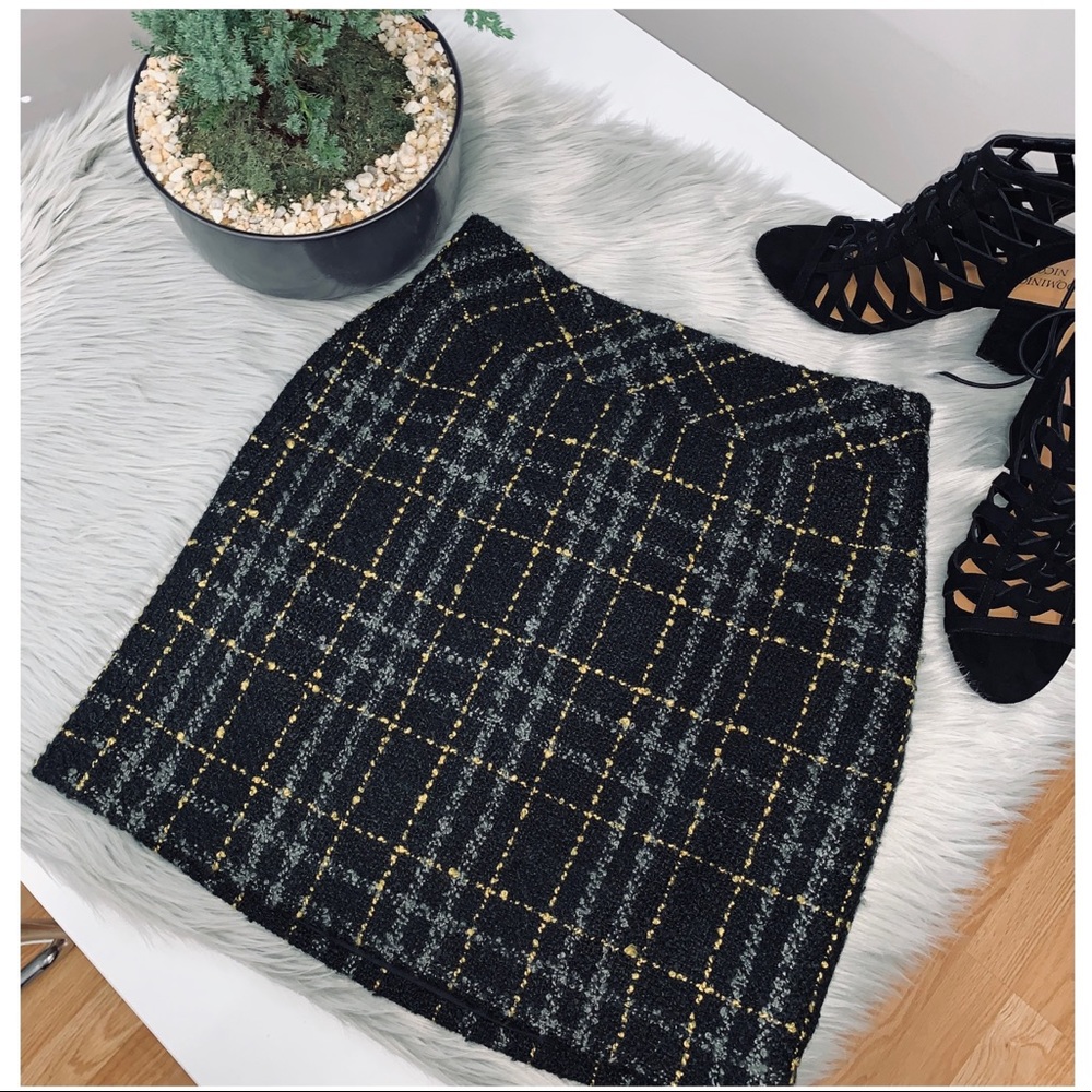 Yellow/Grey/Black Plaid Loft Pencil Skirt Size 0